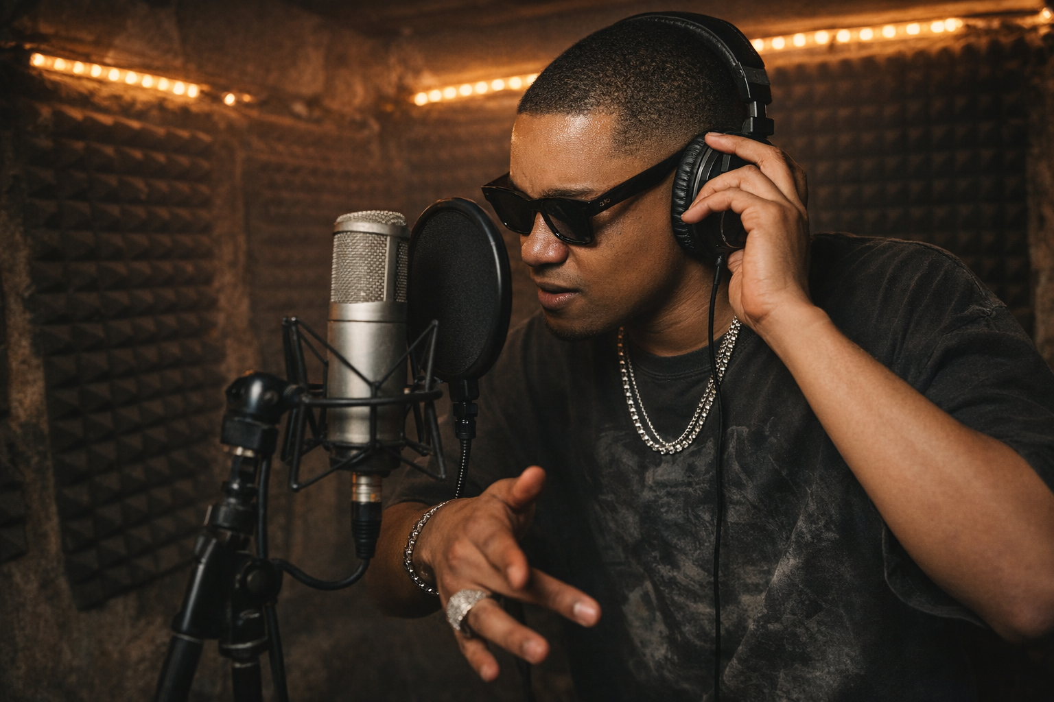 Lavyeon in da booth _rapping